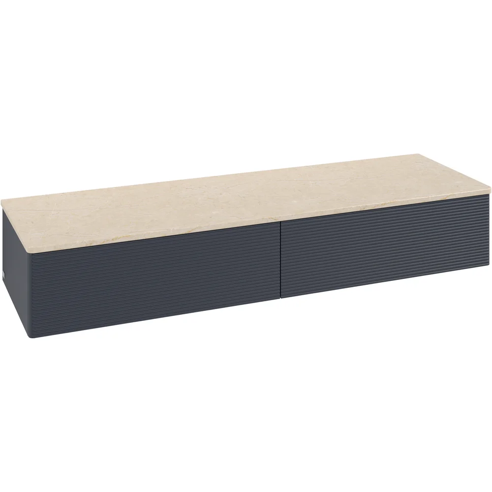 V&B ANTAO SIDESKAP 2 SKUFFER RILLET 1600X268X500 BLÅ/CRÉME v:6699480