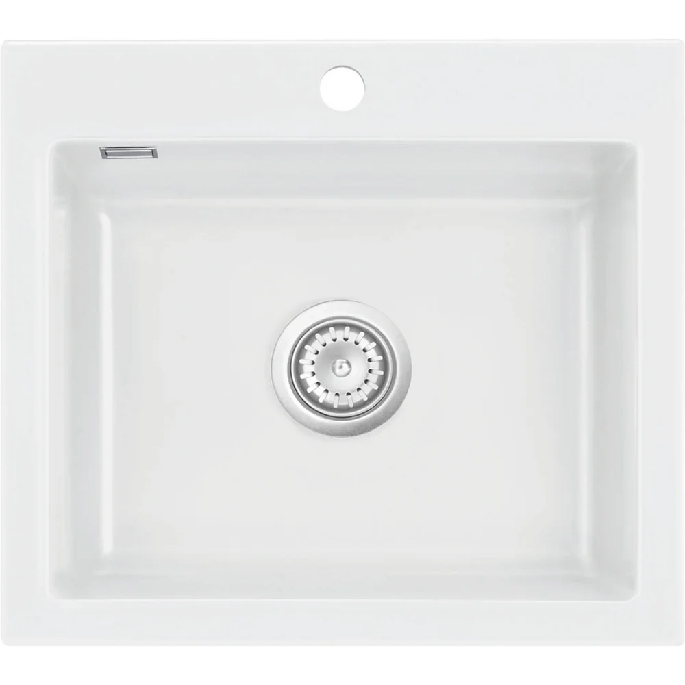 LAVABO MERA 57 KERAMIKK KJØKKENVASK HVIT M/KROM BUNNVENTIL v:5370031