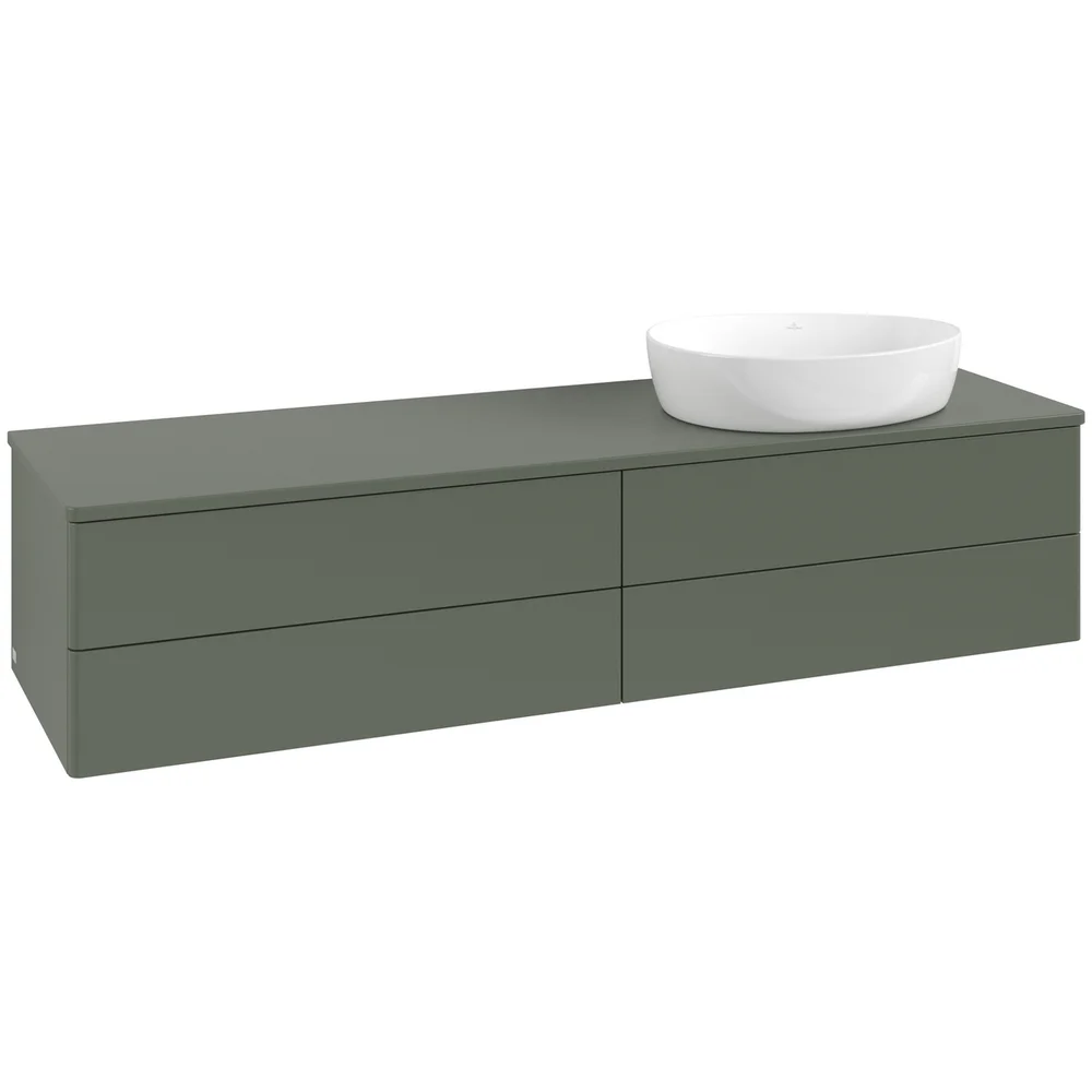 V&B ANTAO SERVANTSKAP 4 SKUFFER GLATT 1600X360X500 HØYRE U/KRANHULL GRØNN v:6105949