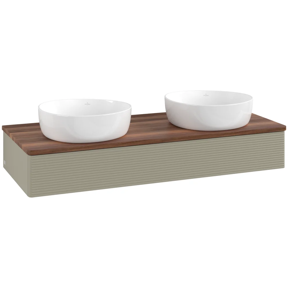 V&B ANTAO SERVANTSKAP 1 SKUFF RILLET 1200X190X500 FOR 2 SERV. U/KRANHULL STENGRÅ/VALNØTT v:1388045