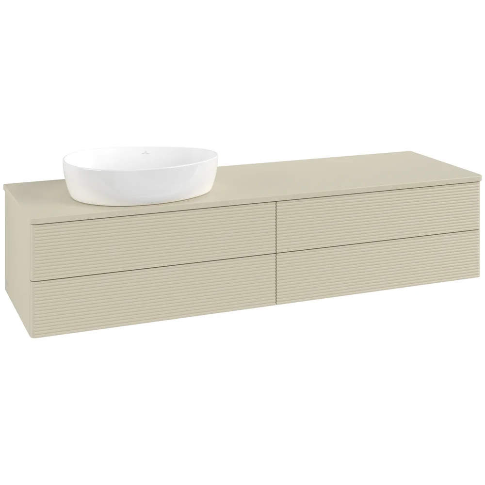 V&B ANTAO SERVANTSKAP 4 SKUFFER RILLET 1600X360X500 VENSTRE U/KRANHULL SILKEGRÅ v:4770655