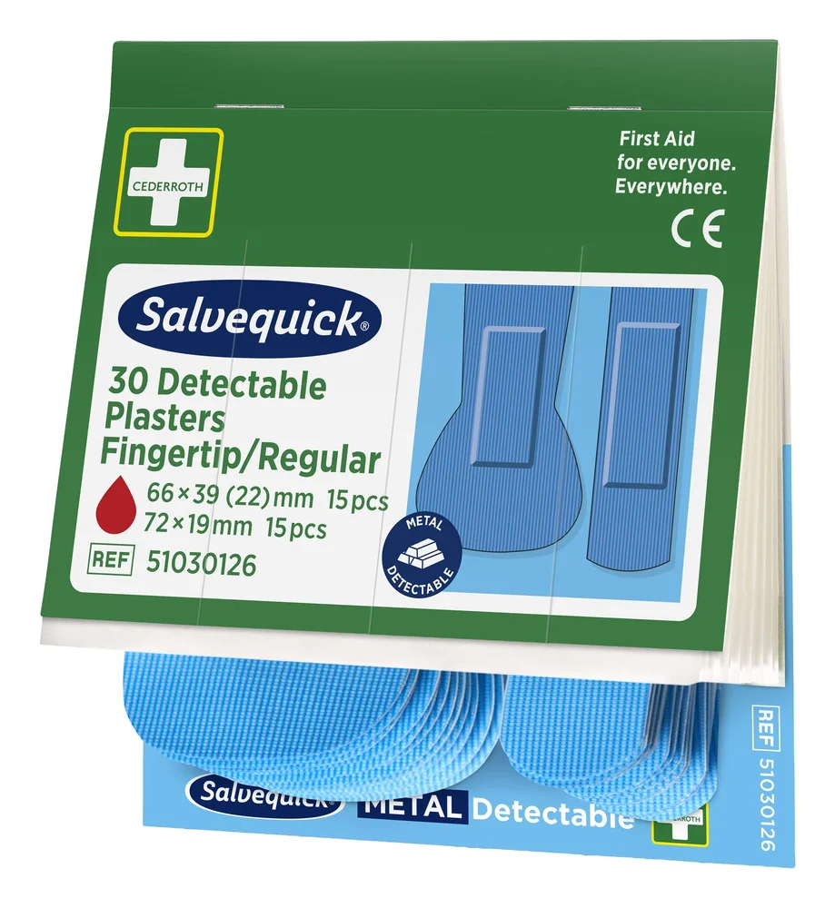 CEDERROTH FINGERTIP NORMAL BLUE DETECTABLE 30-PACK REFILL v:7943147