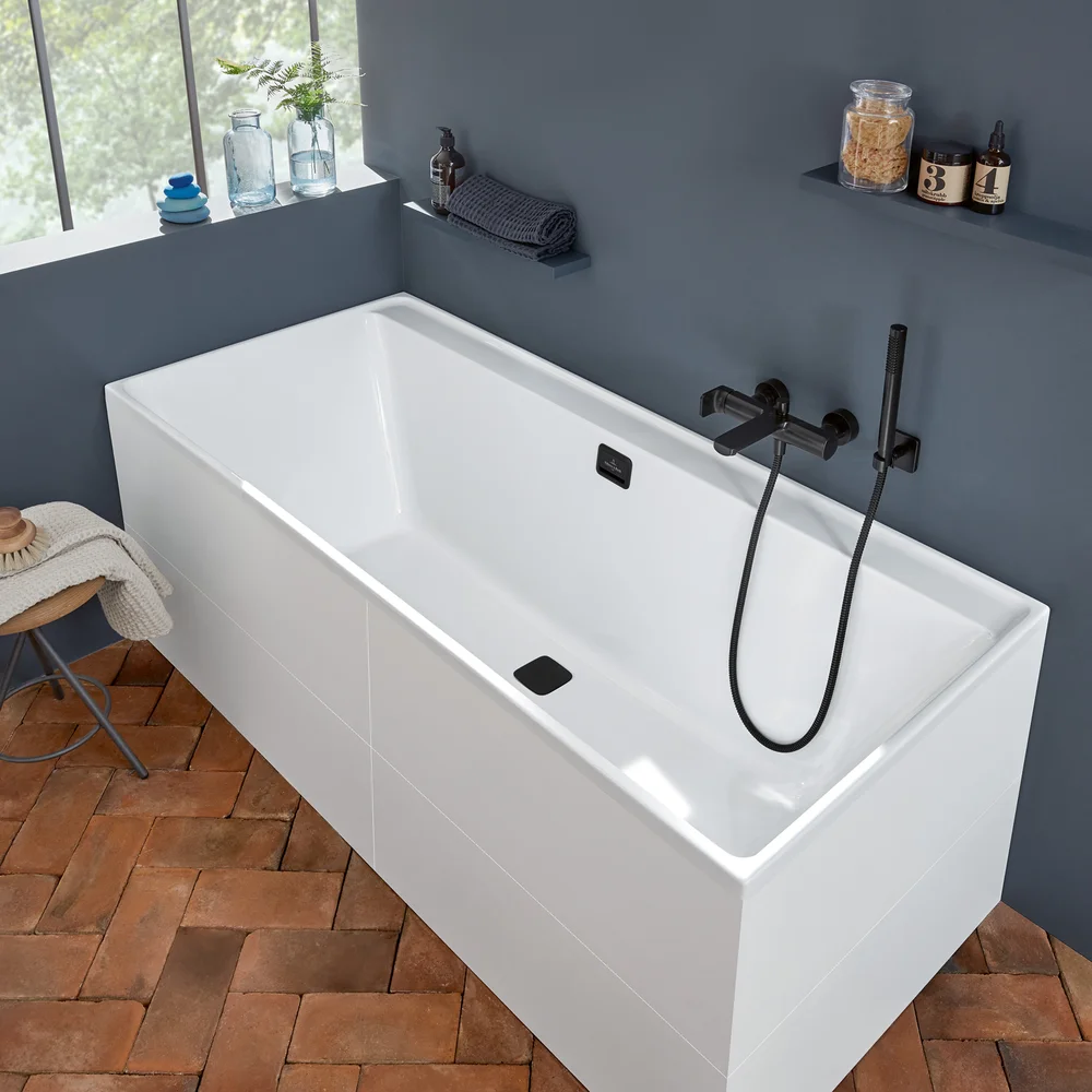 V&B COLLARO BADEKAR 170X75 FOR INNBYGGING MED AVLØPSSETT I MATT SORT v:7832797