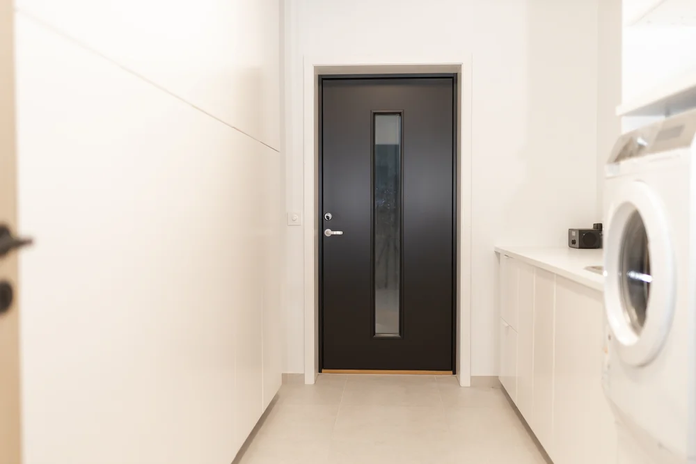 Ytterdør 100×200 Volda med glass hvit høyre v:7725475