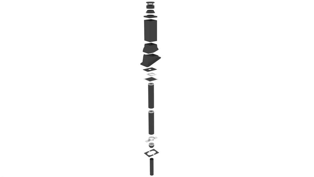 Stålpipe firkant for takstein/shingel/papp Ø150 3,5 meter v:8886640