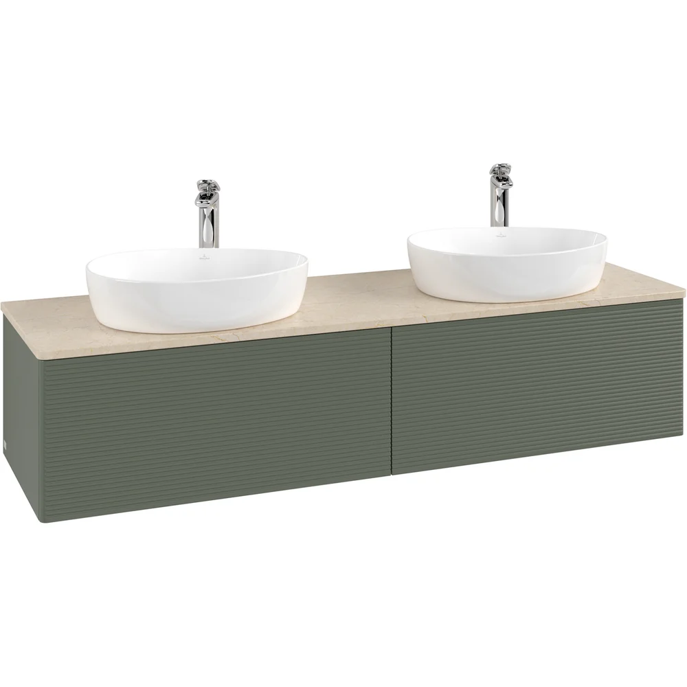 V&B ANTAO SERVANTSKAP 2 SKUFFER RILLET 1600X360X500 FOR 2 SERV. M/KRANHULL GRØNN/CRÉME v:2843961