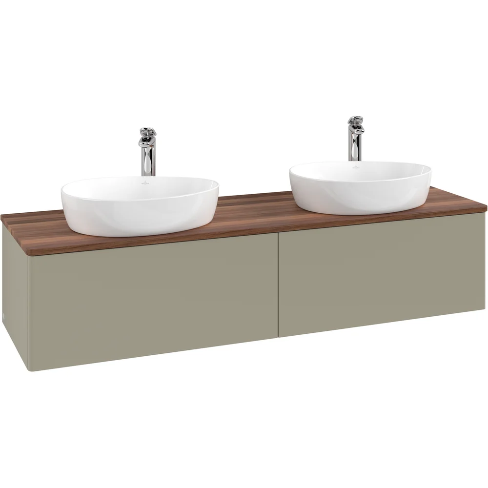V&B ANTAO SERVANTSKAP 2 SKUFFER GLATT 1600X360X500 FOR 2 SERV. M/KRANHULL STENGRÅ/VALNØTT v:8606672