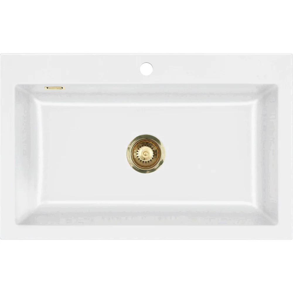 LAVABO MERA 80 KERAMIKK KJØKKENVASK HVIT M/MESSING BUNNVENTIL v:6990240