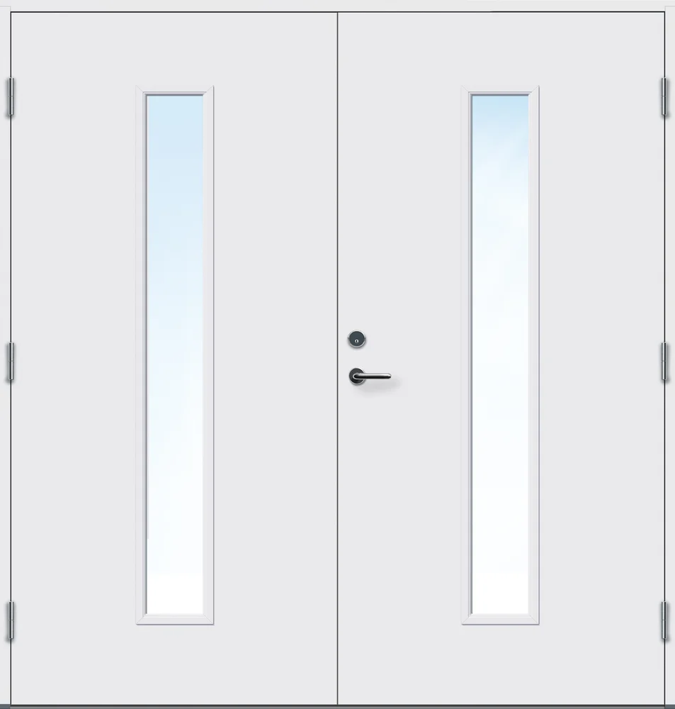 Ytterdør tofløyet Volda med glass hvit høyre 140×200 cm v:6176006 Ytterdør tofløyet Volda med glass hvit høyre 140×200 cm v:6176006
