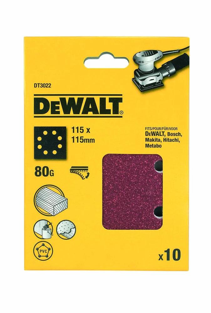 Dewalt Sandpapir med borrelås 80k 115×115 mm v:5375338 Dewalt Sandpapir med borrelås 80k 115×115 mm v:5375338