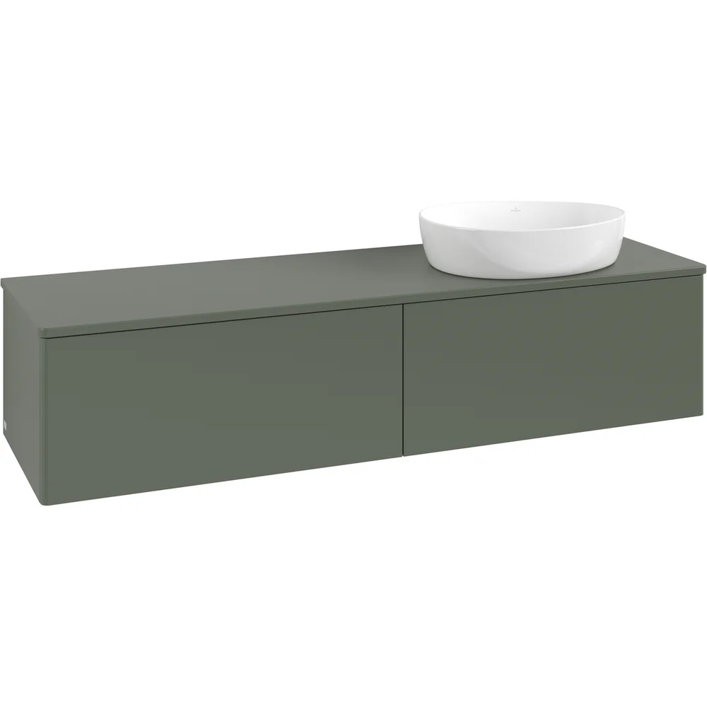 V&B ANTAO SERVANTSKAP 2 SKUFFER GLATT 1600X360X500 HØYRE U/KRANHULL GRØNN v:9600741