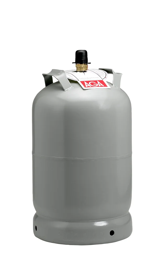 AGA propanflaske 11 kg uten gass med click-on ventil og beskyttende plastkappe v:6282564