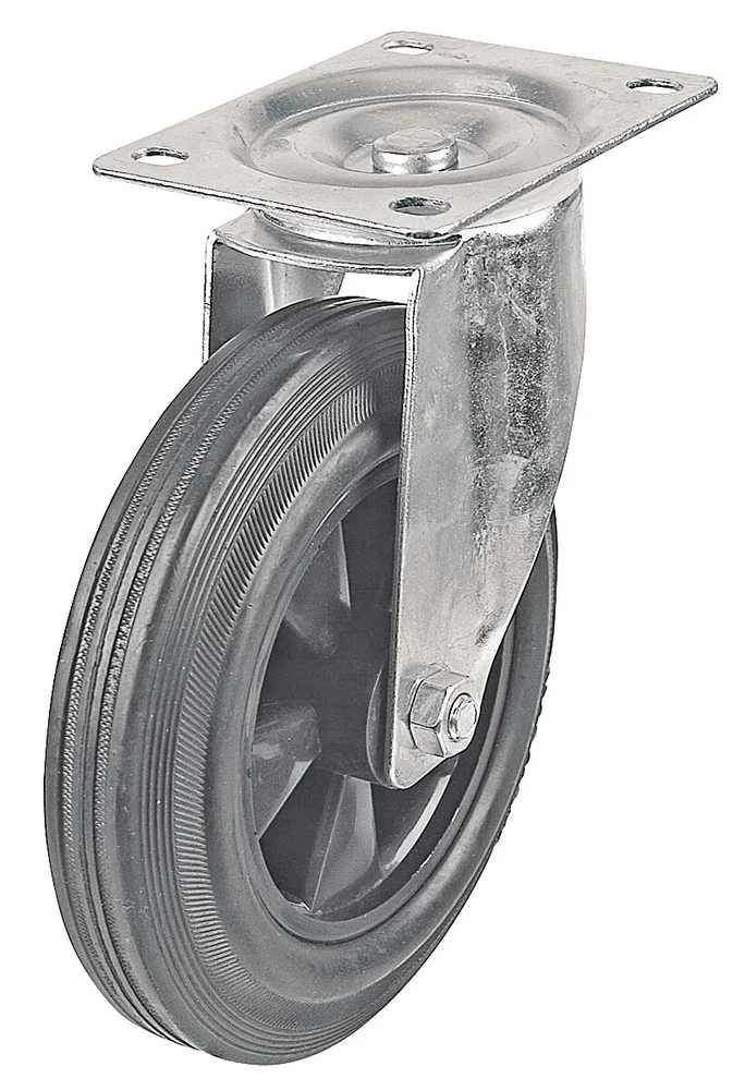 Swede-Wheel Industrihjul med flate, svart gummibane v:2642696 Swede-Wheel Industrihjul med flate, svart gummibane v:2642696