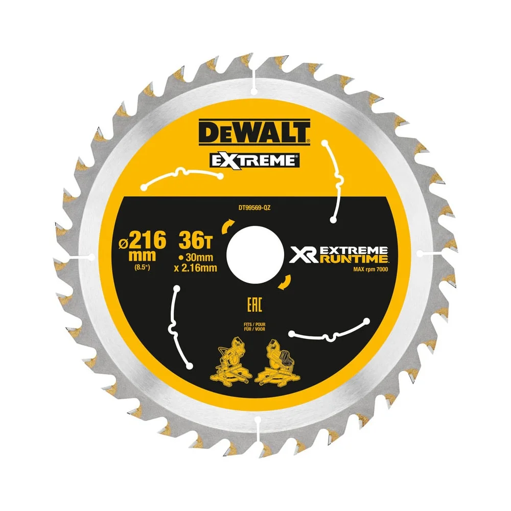Dewalt Sågklinga XR för trä med spik, DT99569, 216 mm x 30 mm, 36T v:3651568