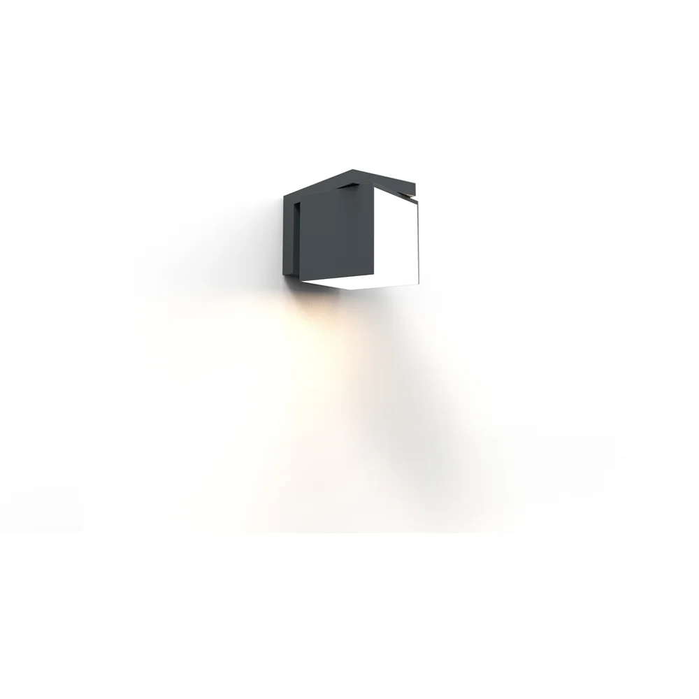 LUTEC ARCHITECTURAL CUBA 1 DOWN VEGGHENGT LAMPE MØRK GRÅ v:8226506