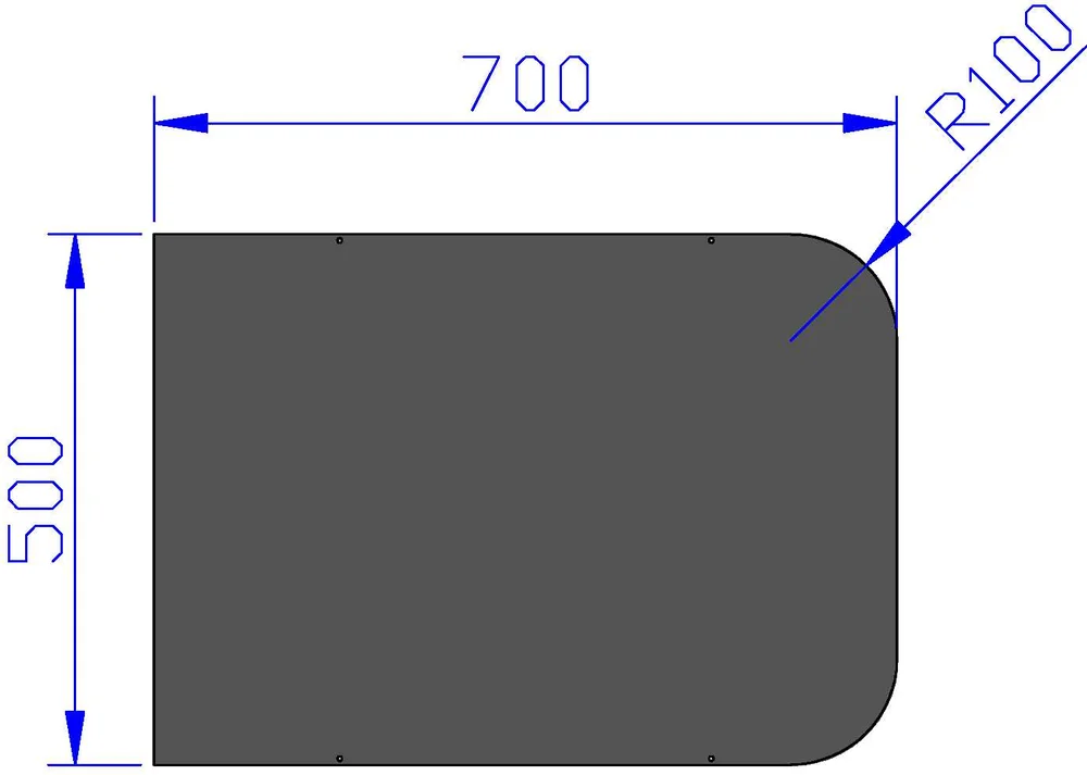 Gulvplate stål sort 500 x 700 mm radie på avrundede hjørner emalje v:3478877 Gulvplate stål sort 500 x 700 mm radie på avrundede hjørner emalje v:3478877