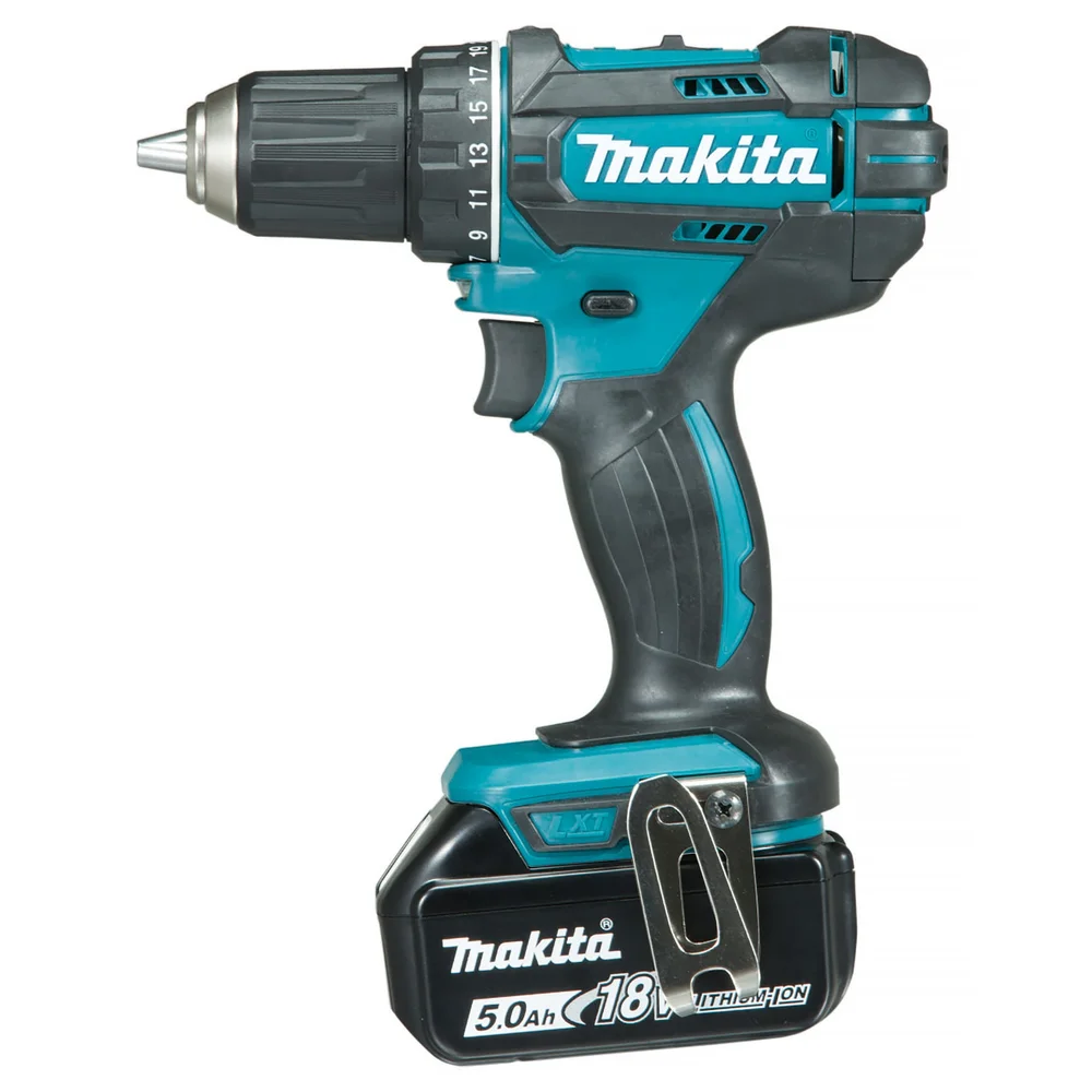 Makita Bor/skrutrekker LXT DDF482RTJ, 2 stk 5,0Ah-batterier, lader & Makpac v:3941249